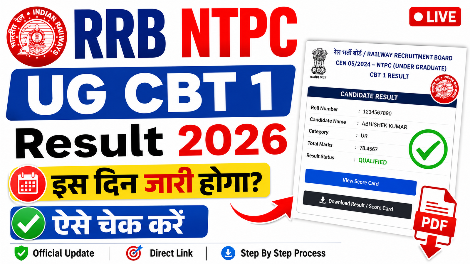 RRB NTPC UG CBT 1 Result 2026