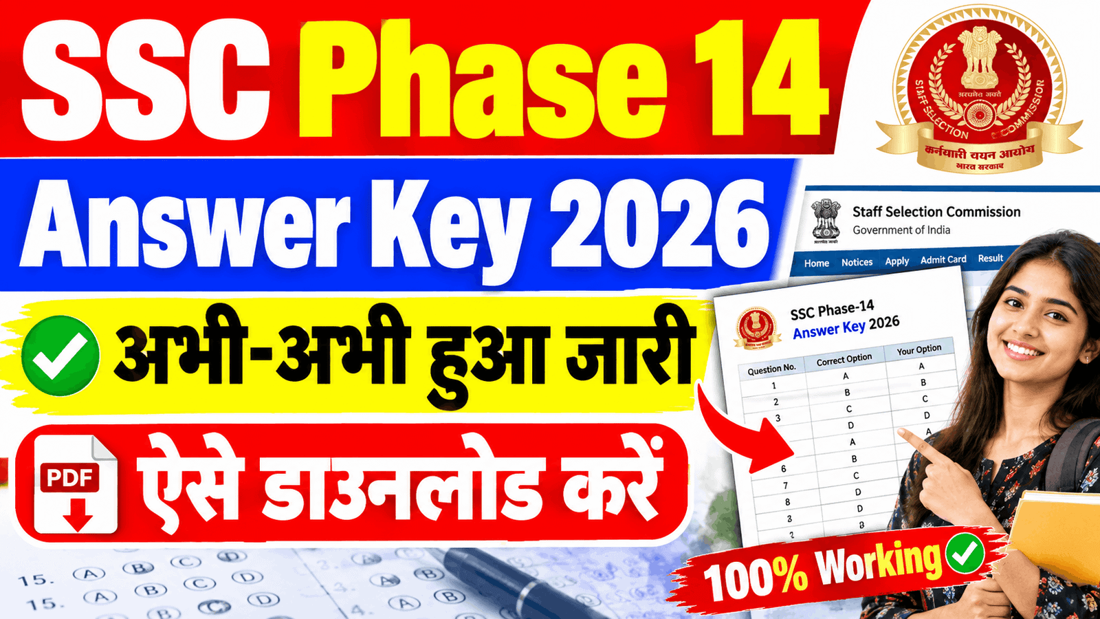 SSC Phase 14 Answer Key 2026