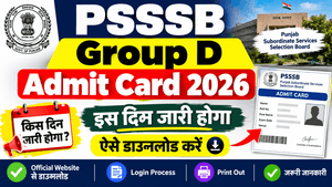 PSSSB Group D Admit Card 2026 Release Date
